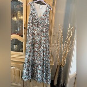 Rachel Multicolor 100% Cotton Floral Maxi Dress
